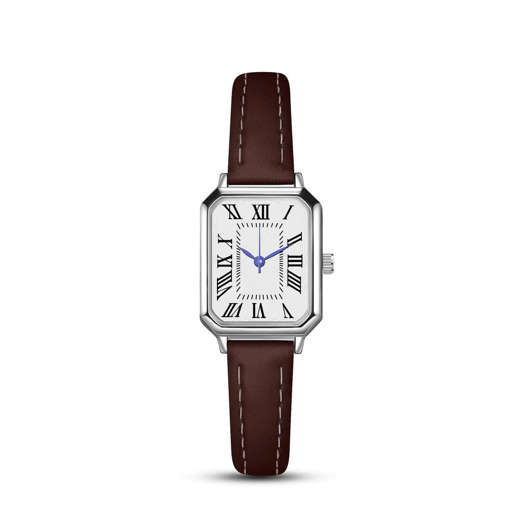 Artistic Silver Case Square Thin Strap Roman Women's Quartz Watch Lootquake LLC