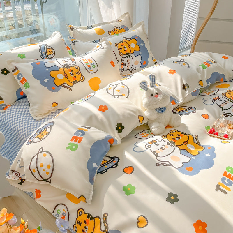 Four-piece Set Sanding Skin Bed Sheet Quilt Cover Pi-Mart