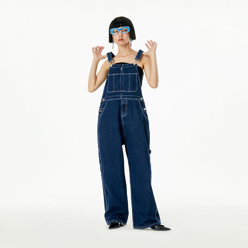 Men's Japanese-style Retro Casual Straight-leg Working Bib Top Pants Lootquake LLC