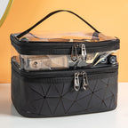 Transparent Cosmetic Bag, Double cosmetic bag, portable large capacity waterproof multi-functional portable makeup bag, travel skin care product storage bag, toilet bag for College Dorm Camp Gym - SJB-DIAMOND ELITES