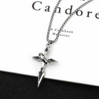 Minimalist Hip Hop Ring Cross Necklace