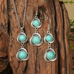 Fashion Turquoise Long Pendant Ear Rings Suit