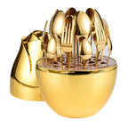 24 Pieces Stainless Steel Knife Fork And Spoon Western Dinner Set Ornaments Pi-Mart
