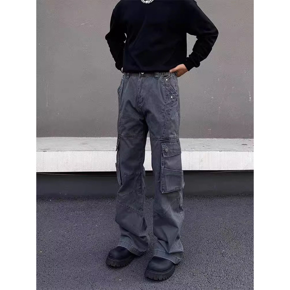 Retro Street Large Workwear With Pocket Casual Pants Lootquake LLC