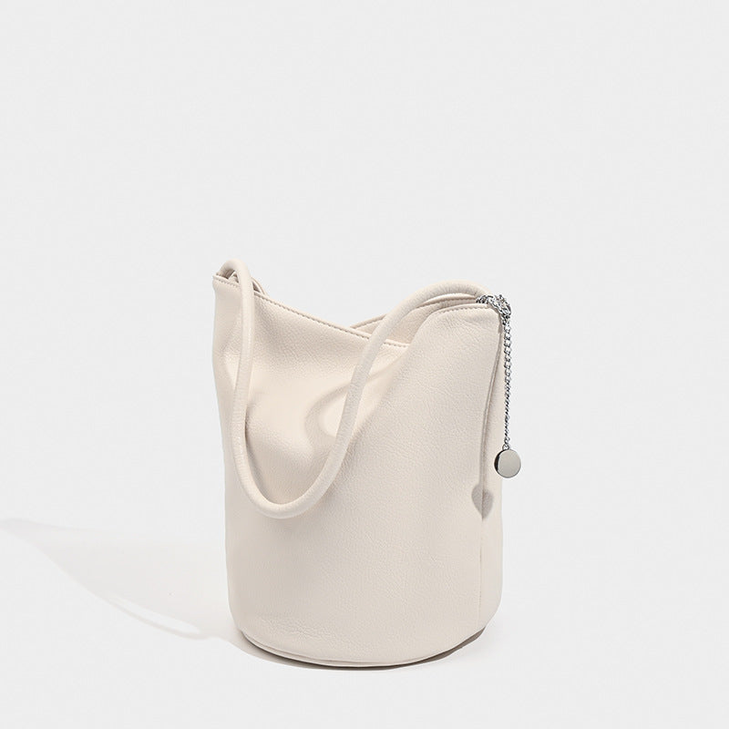 Retro soft leather bucket bag, women's shoulder underarm bag, commuter tote bag - SJB-DIAMOND ELITES
