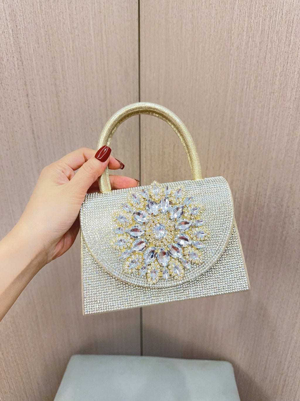 Womens Sparkly Rhinestone Glitter Clutch Purse Evening Handbag Shoulder Bag for Wedding Party Prom - SJB-DIAMOND ELITES