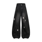 Retro Washed Ripped Deconstruction Stitching Design Straight Jeans Lootquake LLC