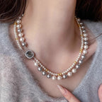 Fashion Jewelry Micro-inlaid Square Dual-wear Double-layer Necklace Pi-Mart