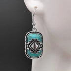 Ethnic Shield Retro Green Turquoise Earrings