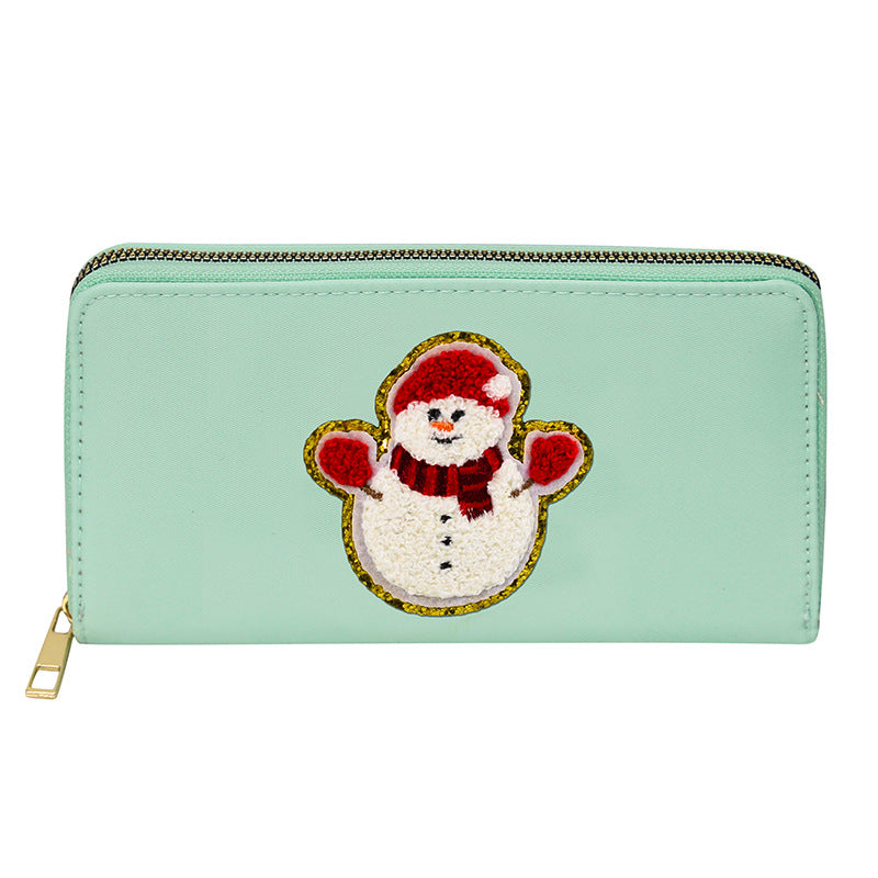 Women's alphabet embroidered wallet, long coin purse, nylon zipper ticket holder, multi-function card bag - SJB-DIAMOND ELITES