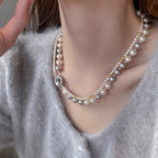 Fashion Jewelry Micro-inlaid Square Dual-wear Double-layer Necklace Pi-Mart