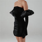Women's Velvet Wrap Mini Dress - Sexy Backless & Off-Shoulder Party Dress