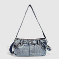 Small shoulder purse denim women's retro summer shoulder bag blue patchwork shoulder hobo handbag - SJB-DIAMOND ELITES