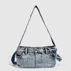 Small shoulder purse denim women's retro summer shoulder bag blue patchwork shoulder hobo handbag - SJB-DIAMOND ELITES