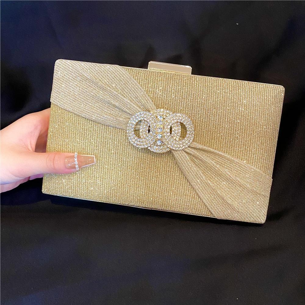 Diamond button-filled square evening clutch bag Diagonal wedding birthday dinner clutch bag - SJB-DIAMOND ELITES