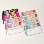 PVC transparent storage bag, embroidered letter cosmetic bag, wash storage towel embroidered file bag 2pcs, - SJB-DIAMOND ELITES