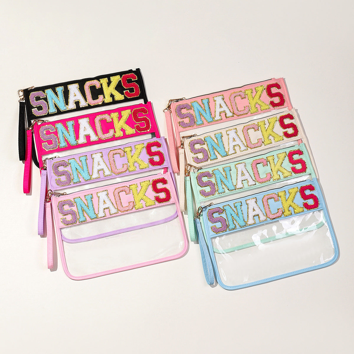 PVC transparent storage bag, embroidered letter cosmetic bag, wash storage towel embroidered file bag 2pcs, - SJB-DIAMOND ELITES