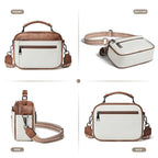 Color matching multifunctional zipper messenger bag, small crossbody square bag, PU shoulder bag adjustment shoulder strap, Crossover Shoulder Bag,Small Crossbody Purse for Women Triple Zip, - SJB-DIAMOND ELITES