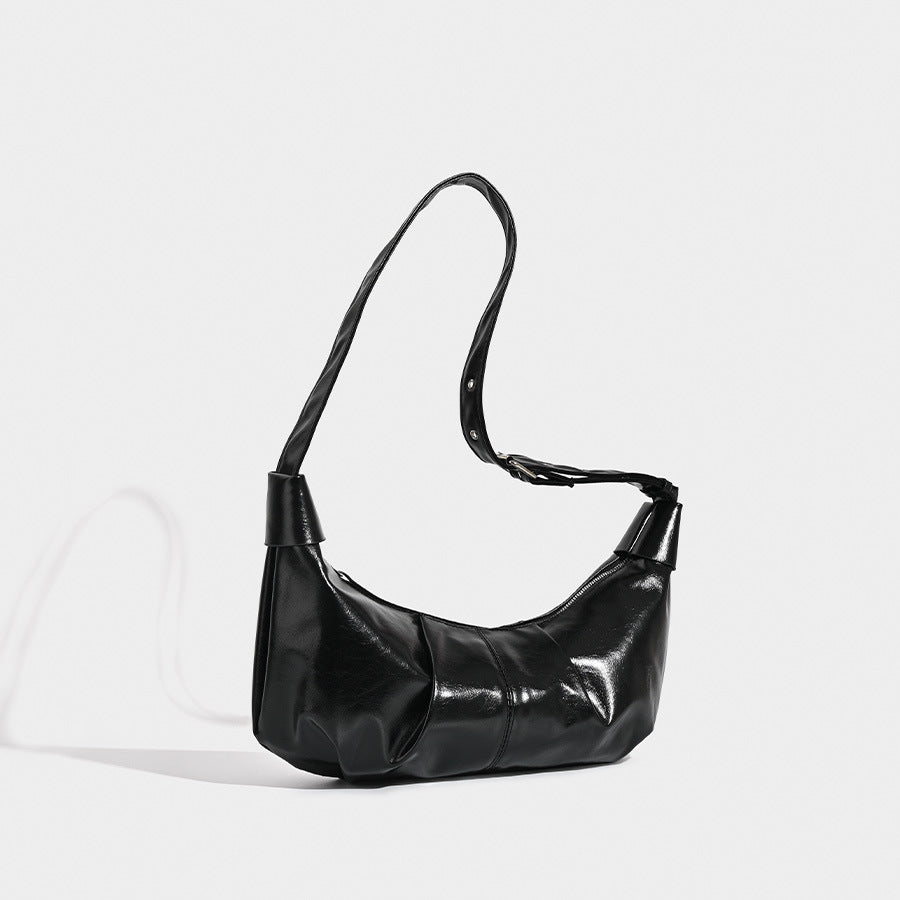 Versatile black shoulder bag, vintage pleated shoulder bag, crossbody hobo bag - SJB-DIAMOND ELITES