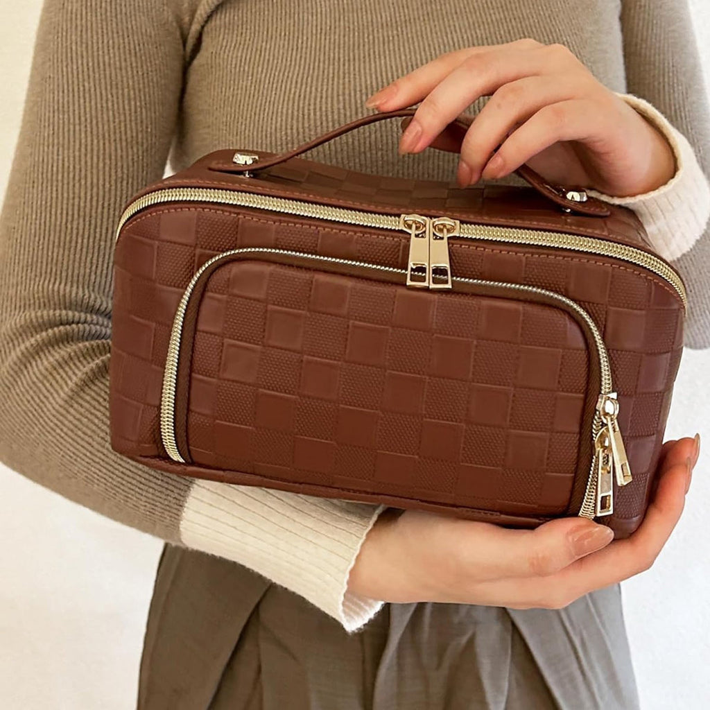 Chessboard double pillow cosmetic bag, multifunctional waterproof toilet bag, makeup bag with compartments, - SJB-DIAMOND ELITES
