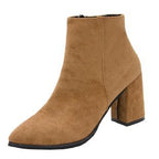 Women's Stacked Heel Ankle Bootie Shoes SHOMICOBOUTIQUE