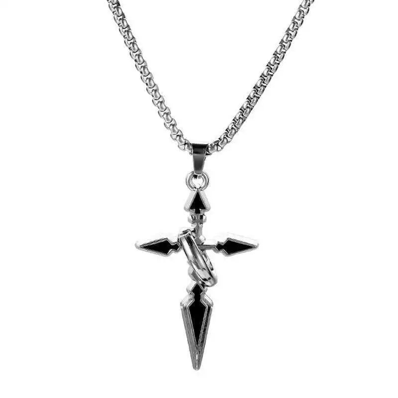 Minimalist Hip Hop Ring Cross Necklace