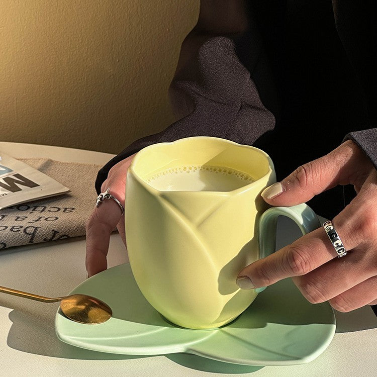 Creative Ceramic Coffee Set Suit Breakfast Milk Cup And Saucer Pi-Mart