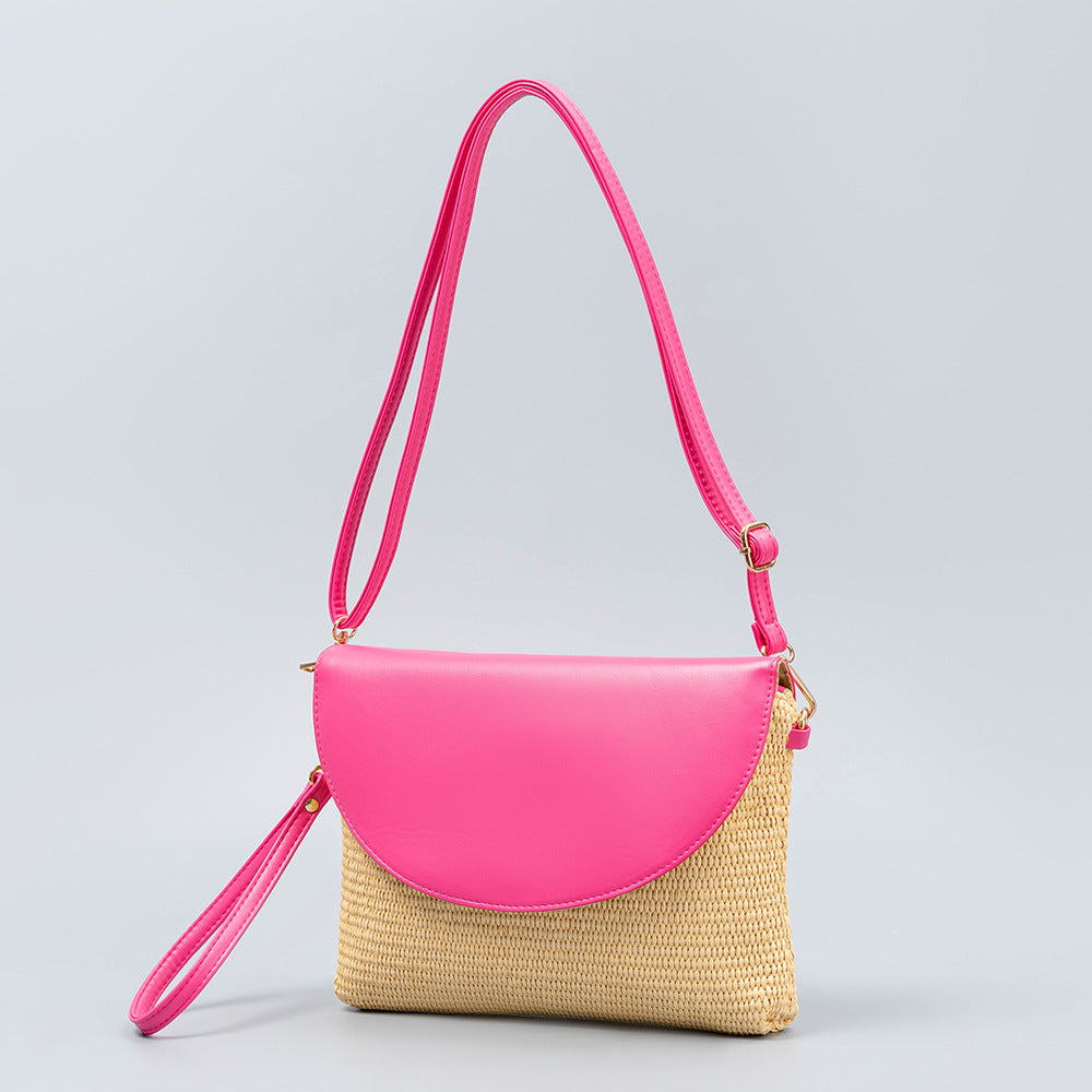 Holiday straw bag, small solid color shoulder bag, small crossbody beach bag, seaside beach bag evening clutch woven bag women - SJB-DIAMOND ELITES