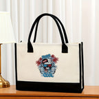 Canvas tote bag, large capacity printed tote bag women's, fashionable waterproof portable shopping bag - SJB-DIAMOND ELITES