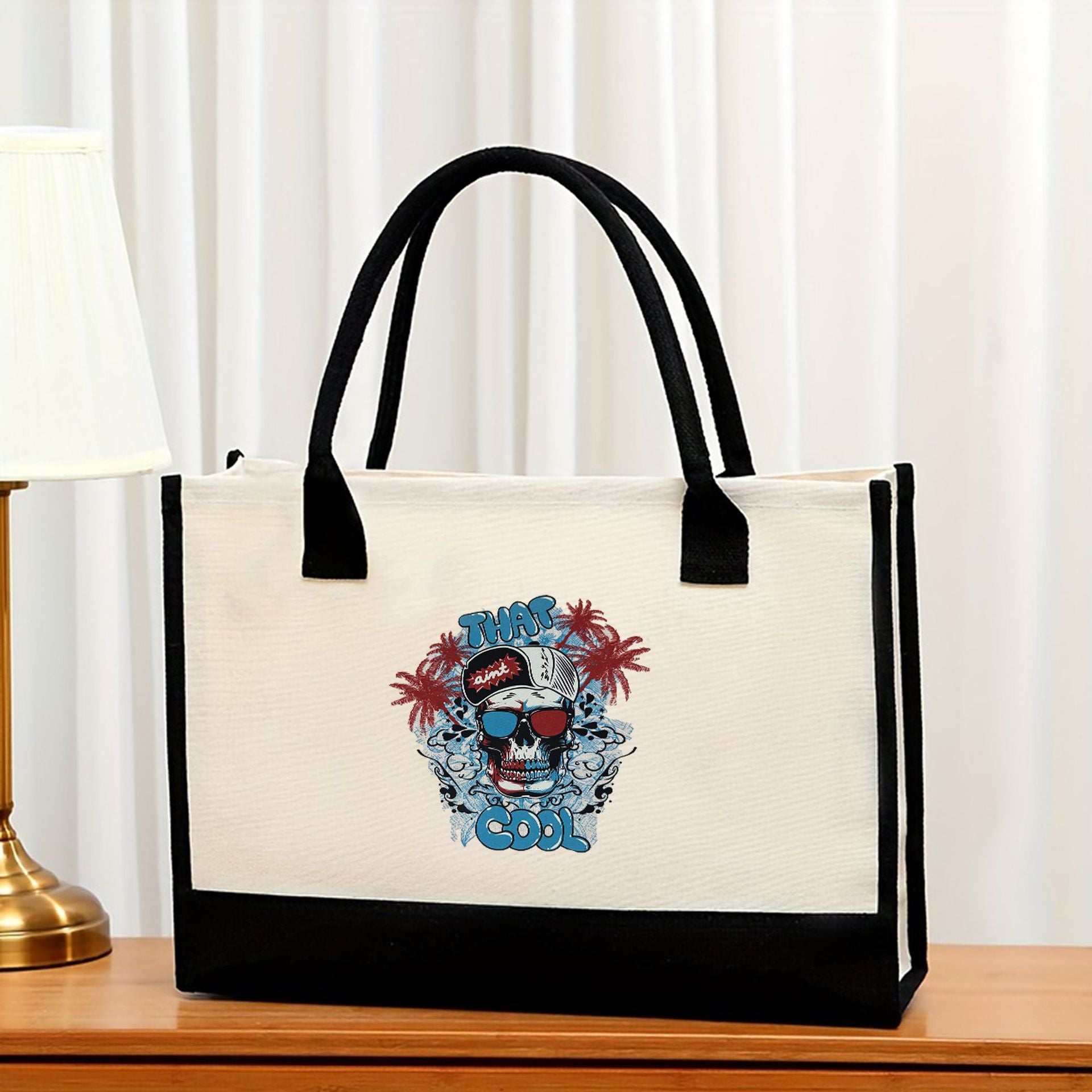 Canvas tote bag, large capacity printed tote bag women's, fashionable waterproof portable shopping bag - SJB-DIAMOND ELITES
