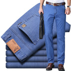 Thin Summer Cotton Elastic Ice Silk Quality Mid-high Waist Jeans Lootquake LLC