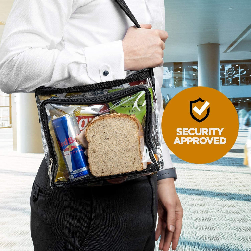 PVC clear lunch bag, adjustable strap front storage compartment mesh pocket, outdoor lunch bag with compartments - SJB-DIAMOND ELITES