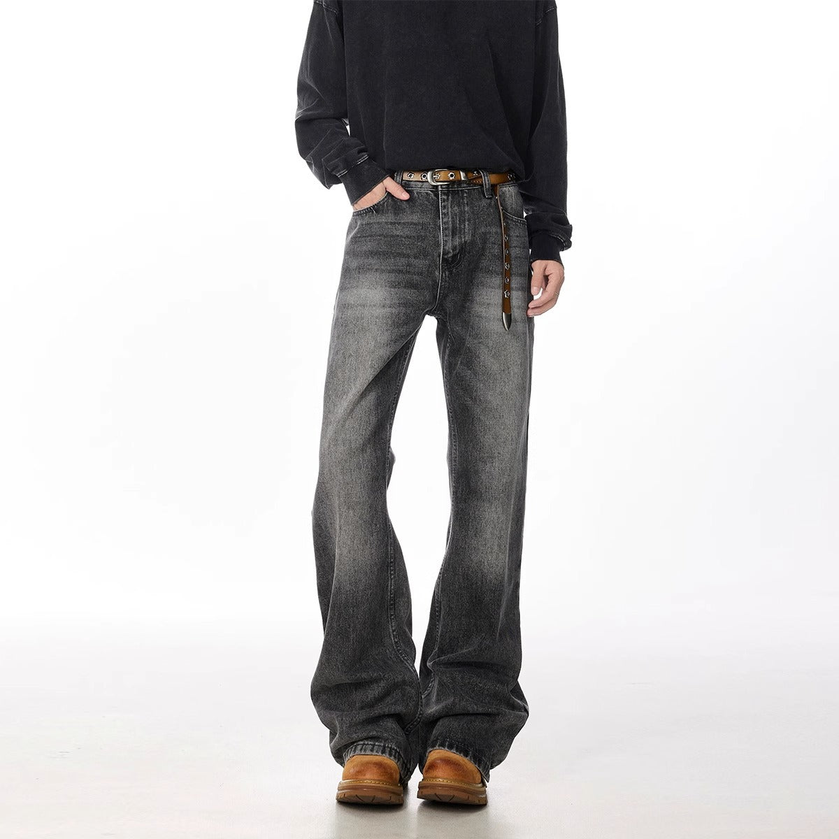 Retro Straight Leisure Washed-out Smoky Gray Jeans Lootquake LLC