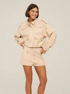 A Short Coat Shorts Suit Women Set
