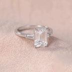 925 Silver Inlaid 3 Karat Emerald Zircon Ring Pi-Mart