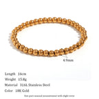 Niche Vintage Stainless Steel Plated 18K Elastic Bead Bracelet Pi-Mart