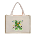 Cotton and linen canvas tote bag, printed letter tote bag, portable light handbag, gift shopping bag - SJB-DIAMOND ELITES