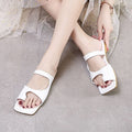 Women's Open Square Toe Separate Flat Heel Sandals Slip On Slipper Casual Shoes - SJB-DIAMOND ELITES