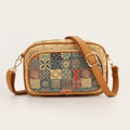 Cork pattern printed messenger bag, multi-pocket small crossbody women's bag, ethnic style contrasting color shoulder messenger bag, bohemian crossbody purse - SJB-DIAMOND ELITES