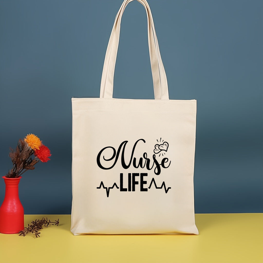 Canvas printed shoulder bag, fashionable and lightweight shopping bag, large-capacity cotton bag 2pcs hobo. - SJB-DIAMOND ELITES