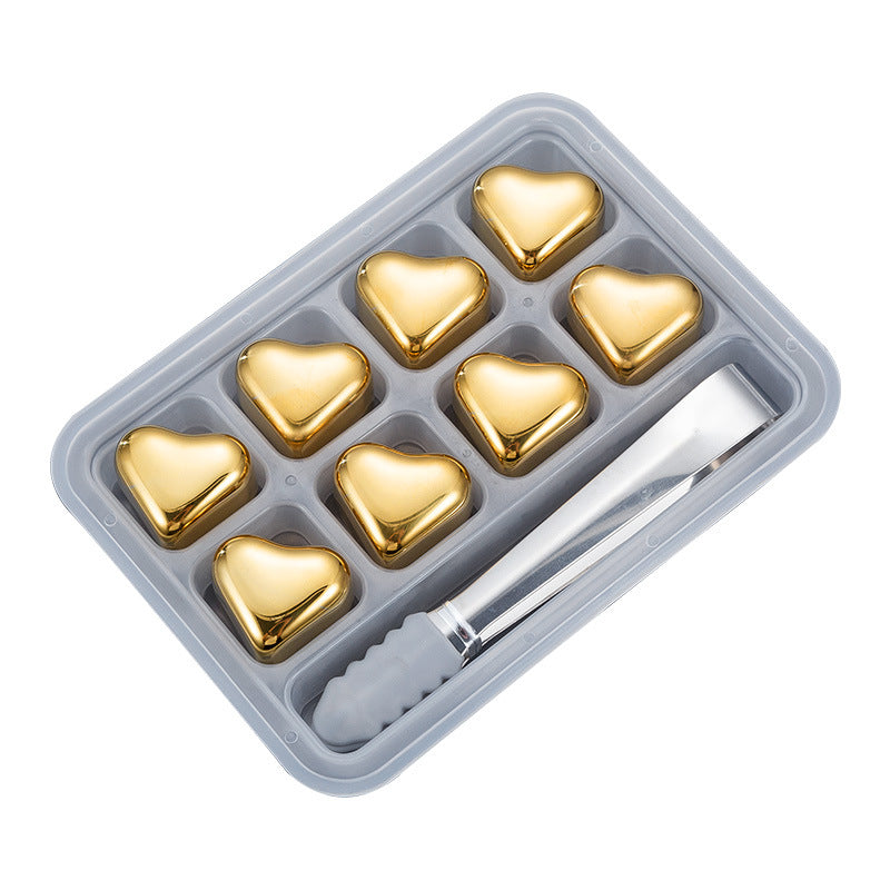 304 Heart-shaped Gold Stainless Steel Ice Cube Pi-Mart