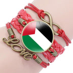 Palestinian flag keffiyeh pattern time gemstone love & ∞ style multi-layered bracelet (MAC080) - SJB-DIAMOND ELITES