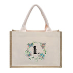 Cotton and linen canvas tote bag, printed letter tote bag, portable light handbag, gift shopping bag - SJB-DIAMOND ELITES