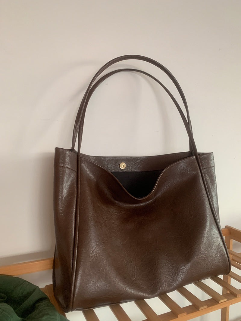Women's soft leather tote bag, large capacity tote bag, hand bag shoulder, armpit bag class commute - SJB-DIAMOND ELITES