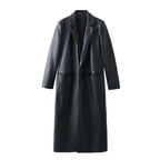 Women Loose-Fit Faux Leather Coat