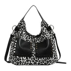 Ladies leopard print large capacity tote bag, vintage hobo bag casual, shoulder bag with crossbody strap, bag underarm bag women - SJB-DIAMOND ELITES