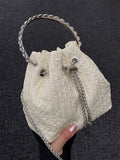 Rhinestone chain handbag women, fashion drawstring bucket bag evening clutch purse party Prom bag Party purse Prom bags clutches - SJB-DIAMOND ELITES