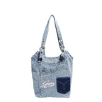 Washed denim underarm bag, Spice girl sweet cool retro hobo bag, fashionable splicing shoulder bag, versatile hobo women's bag - SJB-DIAMOND ELITES