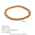 Niche Vintage Stainless Steel Plated 18K Elastic Bead Bracelet Pi-Mart
