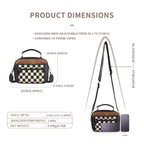 Chessboard double zipper small crossbody bag,Tote small crossbodyPU square bag, Small Crossbody Purse for Women Triple Zip, - SJB-DIAMOND ELITES
